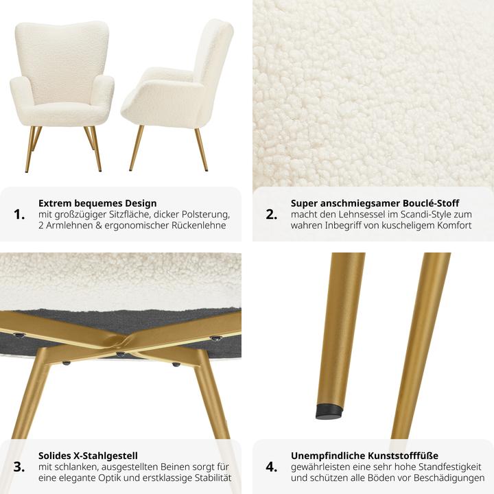 Produktbild tectake Sessel Hygge gepolstert, ergonomisch, Belastbarkeit 150 kg