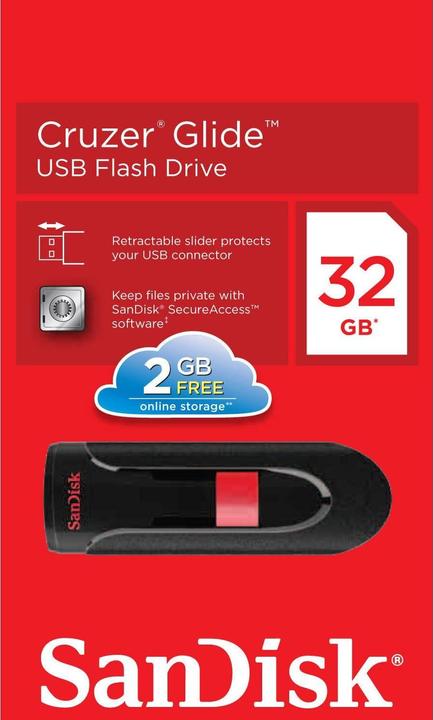 Actual product image SanDisk Cruzer Glide (32 GB, USB-A, USB 2.0)