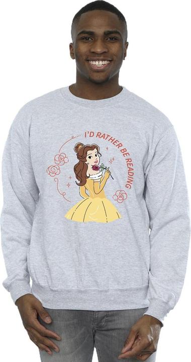 Actual product image Disney Mens Beauty And The Beast I'd Rather Be Reading Cotton Sweatshirt (M)