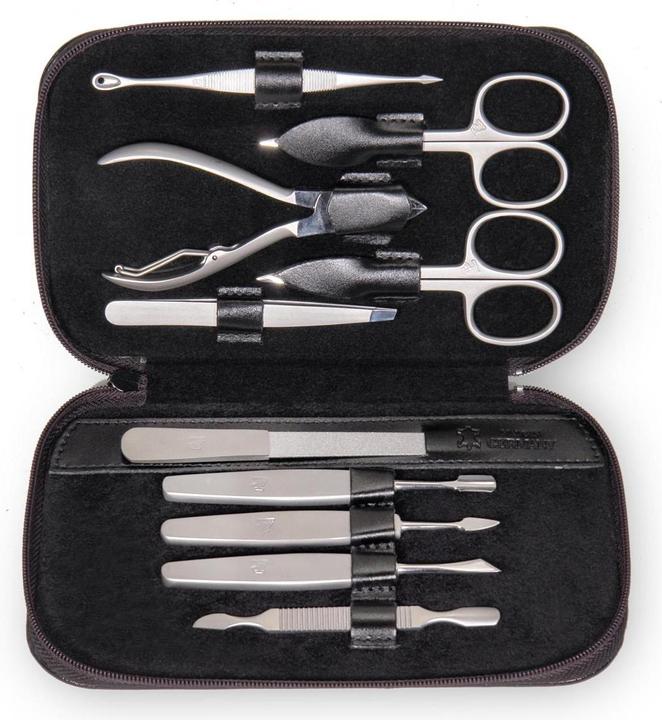 Actual product image Sacher TR600R.0104 - 10-piece manicure case Manicure set black leather