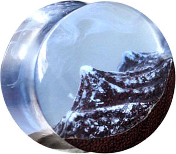 Produktbild Star Piercing Flared Plug Berge Epoxy blau aus Tamarind Holz (ohne Messing, Organisch)