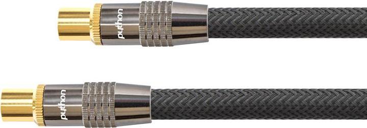 Image du produit Python Câble d'antenne SAT, IEC/Koax mâle à femelle doré, blindage 120 db, 75 Ohm, tresse nylon sch (120 dB, Câble d'antenne)