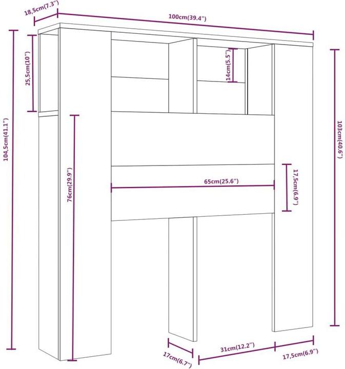 Actual product image VidaXL Uathne (100 x 18.5 x 104.5 cm)