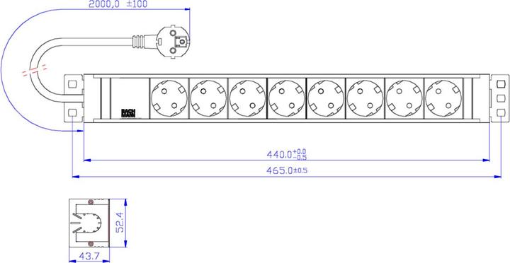 Actual product image Bachmann Extension cord (rack (8 x, CEE 7/3, 2 m)