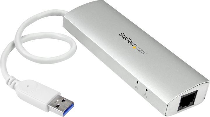 Image du produit StarTech Hub mobile USB 3.0 à 3 ports avec Gigabit Ethernet - Hub USB en aluminium avec adaptateur Gigabit (USB-A, 4 Ports)