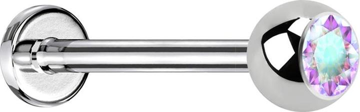 Immagine prodotto Star Piercing Micro Labret argento con sfera e cristallo multicolore (Acciaio chirurgico 316L, senza ottone)