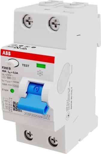 Image du produit ABB F202B-40/0.3-2TE Disjoncteur différentiel typeB 2P 40A 300mA 3kA 2TE