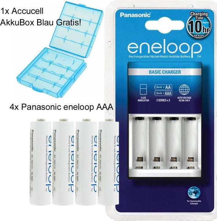 Immagine prodotto Panasonic Caricatore Eneloop BQ-CC51H e 4 batterie eneloop AAA (4 pz., Batteria + Caricabatterie)