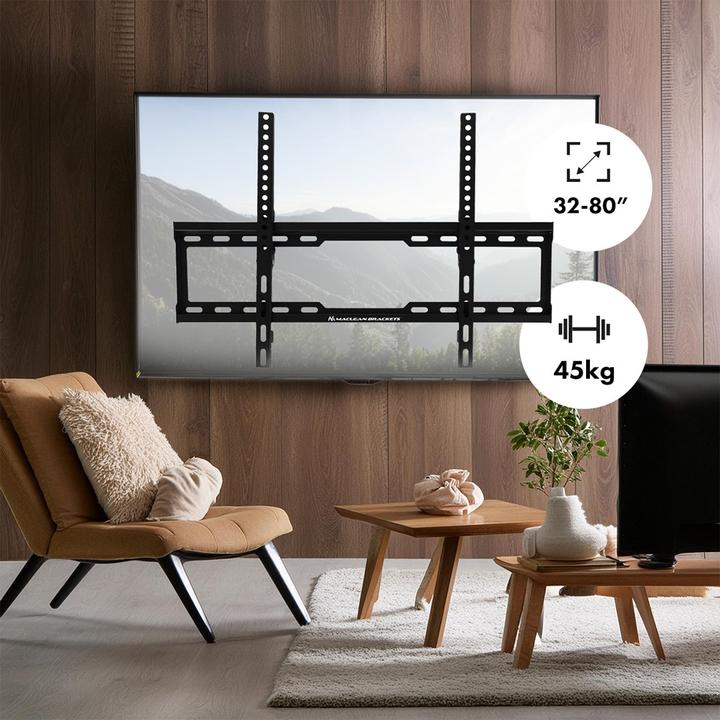Actual product image Maclean TV mount max VESA 600x400 32-80 45kg Tilt adjustment +0°-10° MC-413 (Wall, 80", 45 kg)