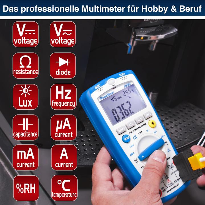 Immagine prodotto Peaktech P 3690 Multimetro digitale (CAT III 600V)