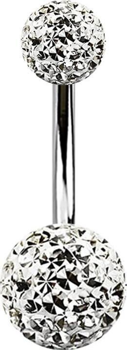 Image du produit Star Piercing Banane argentée avec deux boules de cristal argenté Epoxy de protection (Titane G23, sans laiton)