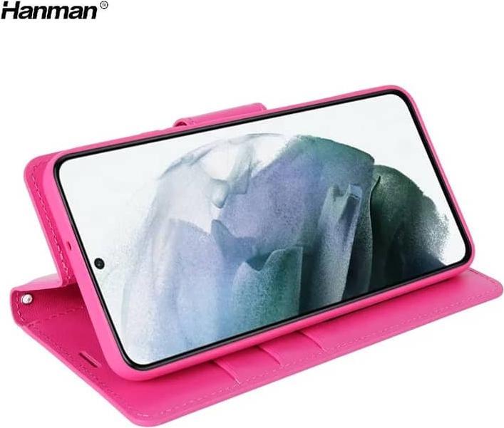 Immagine prodotto Hanman Samsung Galaxy S21 Plus - Custodia Mill flip con 3 slot per carte di credito, rosa (Samsung Galaxy S21+)