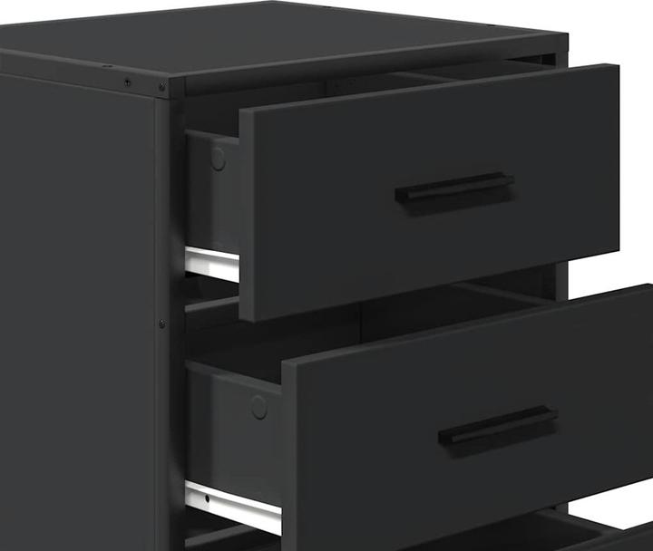 Actual product image VidaXL Bedside table black 40x34.5x60 cm wood-based material and metal bedside cabinet