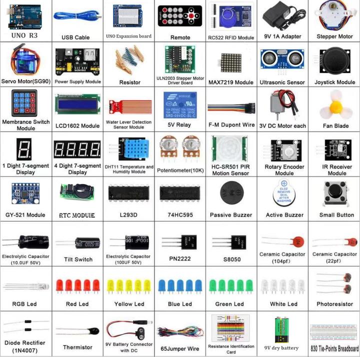 Immagine prodotto Apfelkiste Arduino UNO R3 Mikrocontroller Ultimate Starter Kit mit Aufbewahrungsbox - Bunt (200-tlg. Set)
