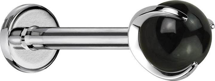 Produktbild Star Piercing Micro Labret Innengewinde silber Kugel Onyx Stein Stein gefasst (Mineralisch, ohne Messing, Titan G23)
