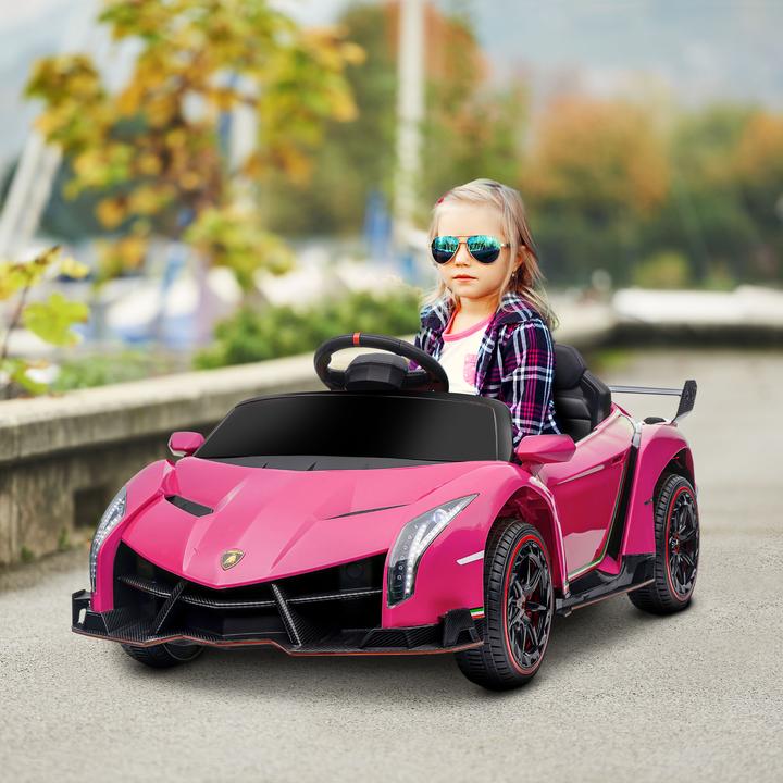 Produktbild Swisshandel24 Lamborghini Kinderauto, pink, Fernbedienung, Bluetooth, 30kg Belastbarkeit (12 V)