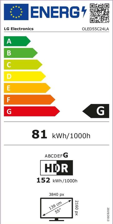 Energie-Label LG OLED55C27LA (55", C2, OLED, 4K, 2022)