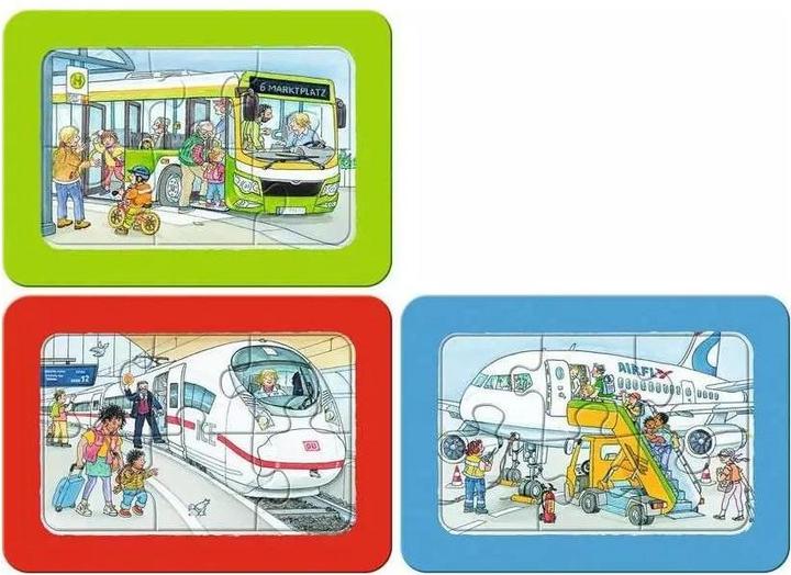 Actual product image Ravensburger Children's puzzle - 12004039 Travelling by bus, train and plane - my first puzzle with 3x6 (18 pieces)