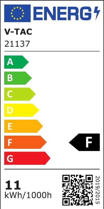 Energie-Label V-TAC VT280 LEDGlühbirne11 W, E27, R80, 6400 K, F (E27, 11 W, 1055 lm, 1 x, F)