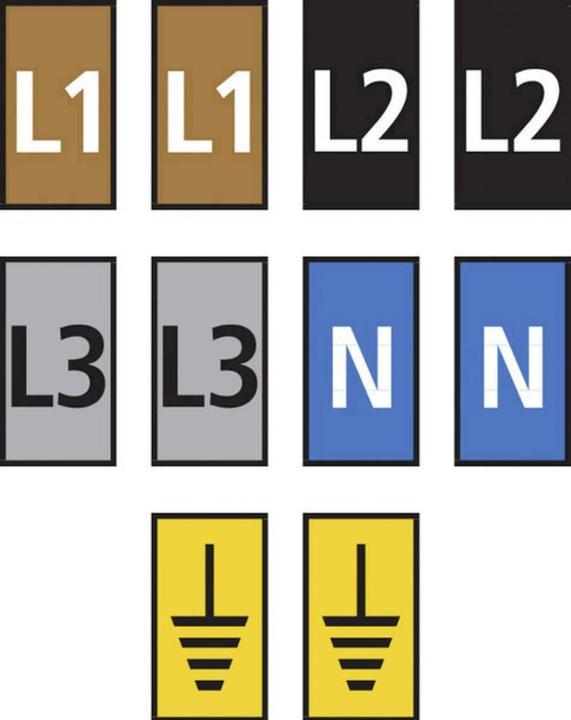 Produktbild HellermannTyton WIC2-L1,L2,L3,N,Earth-PA66-MIX (1000) Kennzeichnungsclip Aufdruck Erde 561-02300