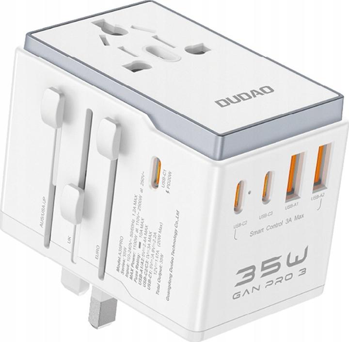 Dudao A35 Universal Travel Adapter White