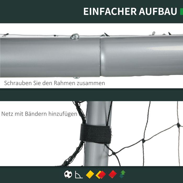 Produktbild Swisshandel24 Fussballtor mit PE-Netzgewebe, Fussball-Tor für Kinder und Erwachsene, Stahl, Grau