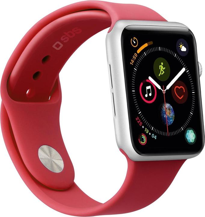 Image du produit SBS Bracelet taille M/L pour Apple Watch Series 3/4/5/6/7/SE 44mm rouge (44 mm, Silicone)