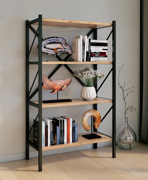 Actual product image VCM Wood Metal Storage Stand Shelf Bookcase Decorative Books Stand Shelf Insasi 4 (66 x 34 x 121 cm)