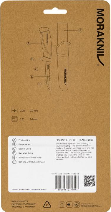 Immagine prodotto Morakniv Coltello di sopravvivenza pesca Comfort Scaler 098 (S) (9.80 cm)