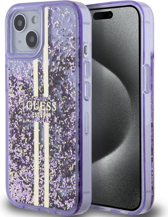 Produktbild Guess PC/TPU Liquid Glitter Gold Stripe Case for iPhone 15 Purple (Apple iPhone 15)