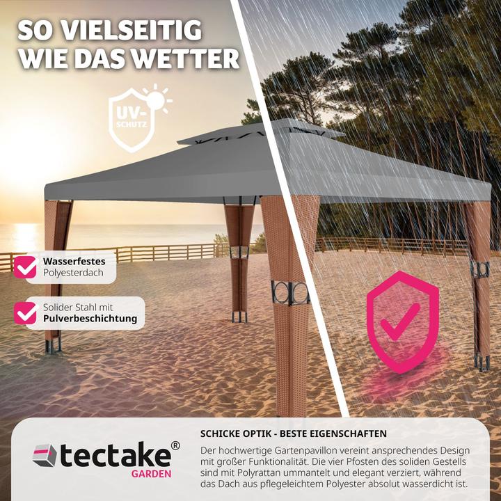 Produktbild tectake Rattan Garten Pavillon (400 cm, 300 cm)