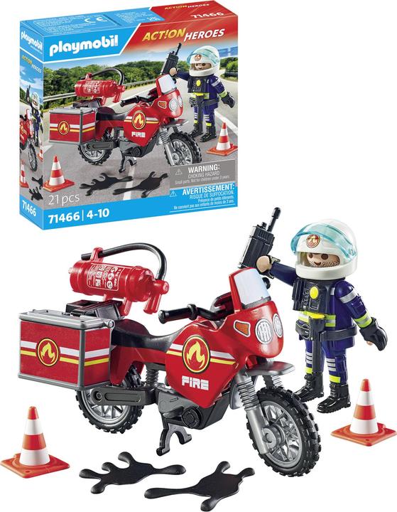 Produktbild Playmobil Feuerwehrmotorrad am Unfallort (71466, Playmobil Action Heroes)