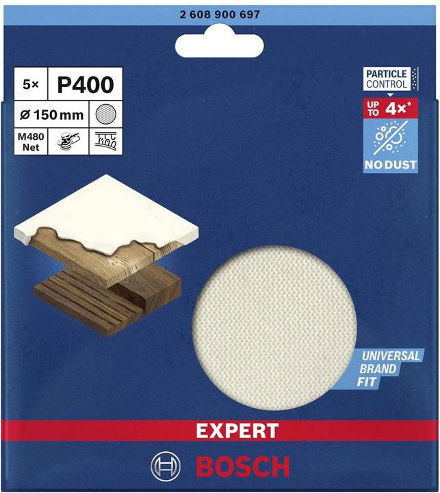Actual product image Bosch Professional Zubehör EXPERT M480 Sanding net for random orbital sander, 150 mm, G 400, 5 pieces (400)