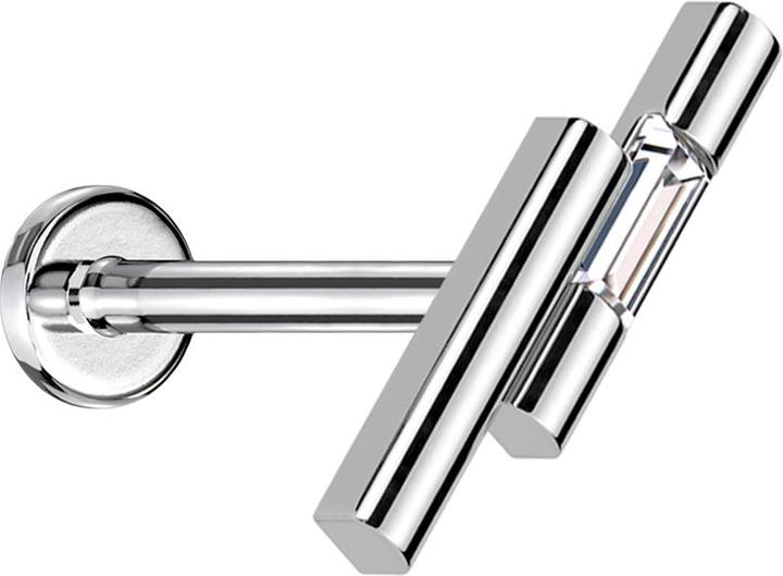 Immagine prodotto Star Piercing Micro Threadless Labret silber zwei Balken silber Kristall silber (Acciaio chirurgico 316L, Ottone)