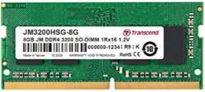 Immagine prodotto Transcend Modulo di memoria per computer portatile 8 DDR4 3200MHz (1 x 8GB, 3200 MHz, DDR4-RAM, SO-DIMM)