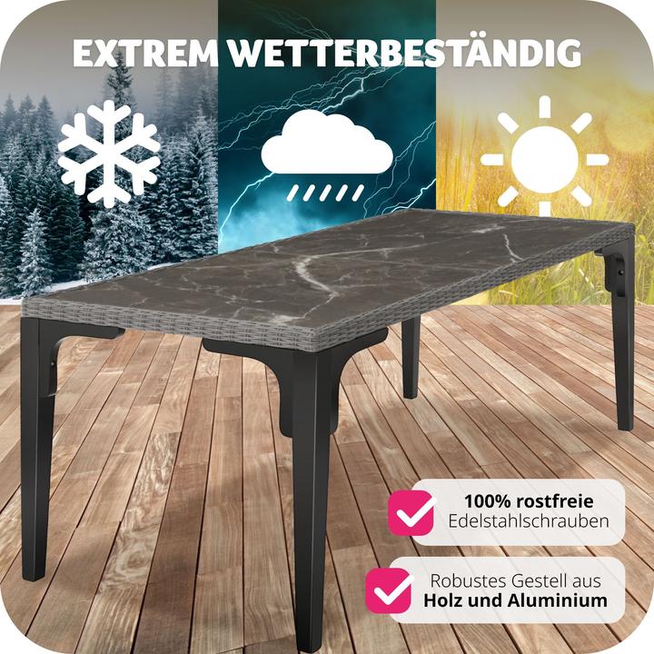 Actual product image tectake Rattan Table Foggia 196x87x76cm (196 cm)