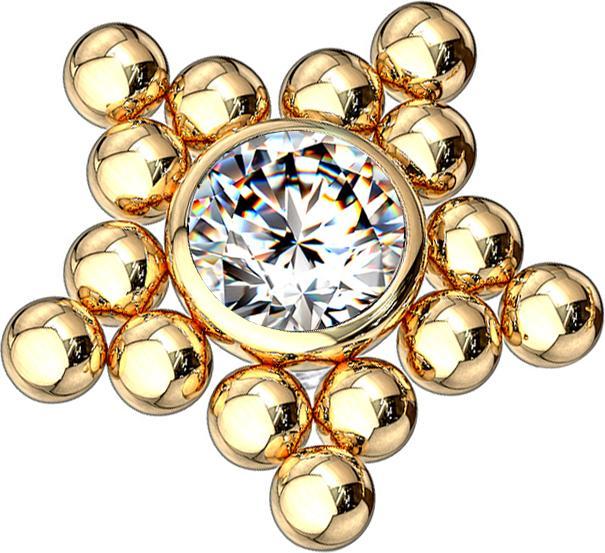 Produktbild Star Piercing Dermal Anchor vergoldet Kugeln Stern (ohne Messing, Chirurgenstahl 316L)