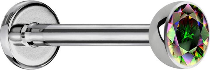 Produktbild Star Piercing Micro Threadless Labret silber Halbkugel mit Kristall dunkel multicolor (ohne Messing, Titan G23)