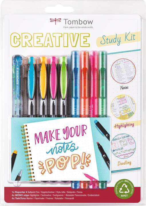 Image du produit Tombow STUD-SET, kit créatif pour la gravure visuelle, l'auto-organisation, les sketchnotes et tous vos (Multicolore, 1 x)