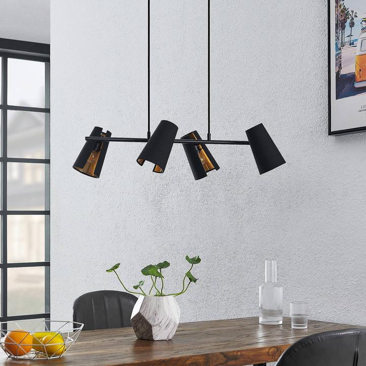 Produktbild Lindby Zylindro Pendelleuchte Black/Gold (E14)