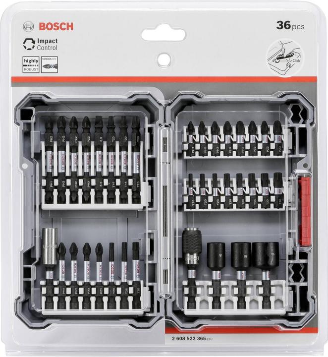 Immagine prodotto Bosch Professional Zubehör Set di punte a percussione 36 pezzi. (Croce Phillips PH M1, Croce Phillips PH M2, Croce Pozidriv PZ M2, Croce Phillips PH M3, Croce Pozidriv PZ M3)