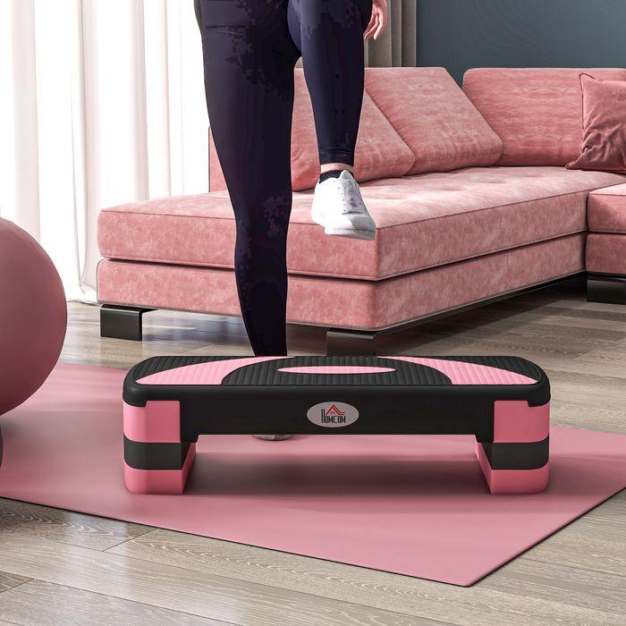 Actual product image Swisshandel24 Aerobic stepper, height-adjustable, 80x31x10/15/20cm, up to 150 kg, black/pink/grey