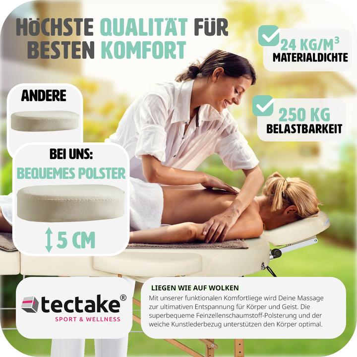 Actual product image tectake Massage table oval with 5 cm padding + rolls