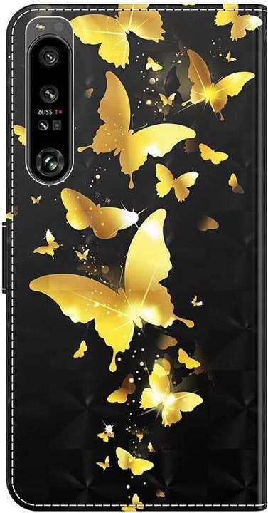 Actual product image Cover-Discount Sony Xperia 1 IV - Leather Case Butterflies gold (Sony Xperia 1 IV)