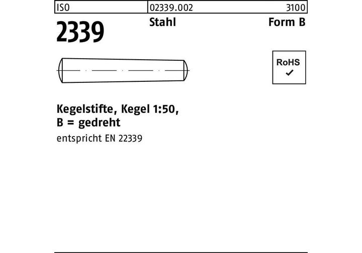 Produktbild Kegelstift ISO 2339 gedreht B 1 x 16 Stahl Kegel 1:50 ISO 2339