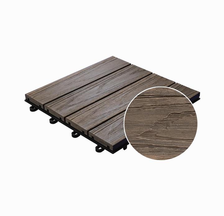 Actual product image Florco Balcony & terrace tiles WPC 3D brown 30 x 30, 6 pcs. (6 x, 30 x 30 cm)