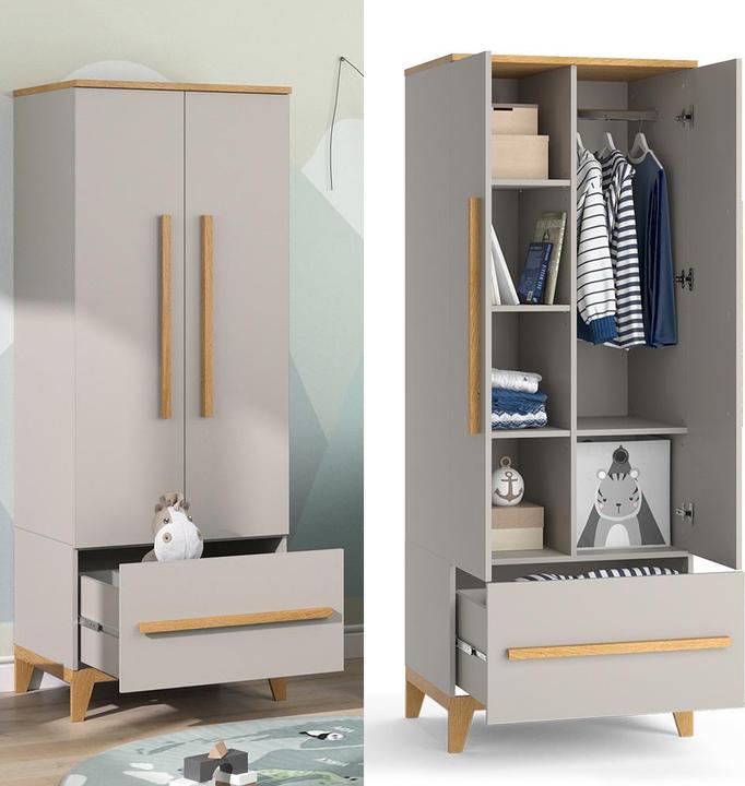Immagine prodotto VitaliSpa Kinderkleiderschrank Malia, Cashmere-Eiche, 70 x 186.8 cm (70 cm)