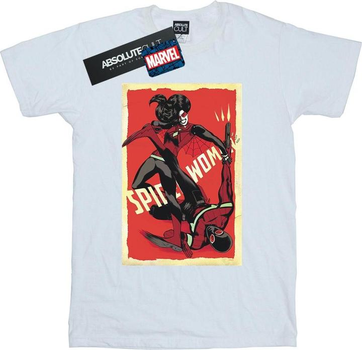 Actual product image Womens/Ladies Spider-Woman Fight Cotton Boyfriend T-Shirt (L)