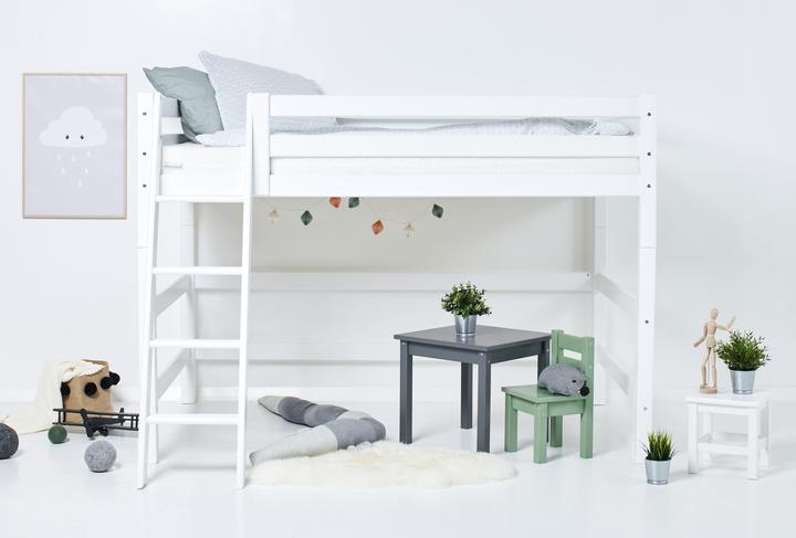 Produktbild Hoppekids ECO Luxury Mittelhochbett in 120x200cm mit durchgängigem Rausfallschutz und schräger Leite (120 x 200 cm)