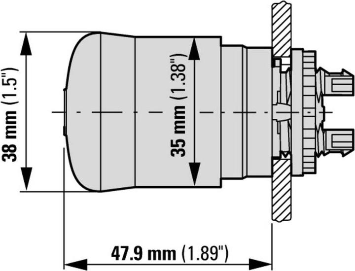 Actual product image Eaton 30 mm miniatiūrinis saugos mygtukas, skirtas 22 mm angai atrakinti patraukiant M22-PV30